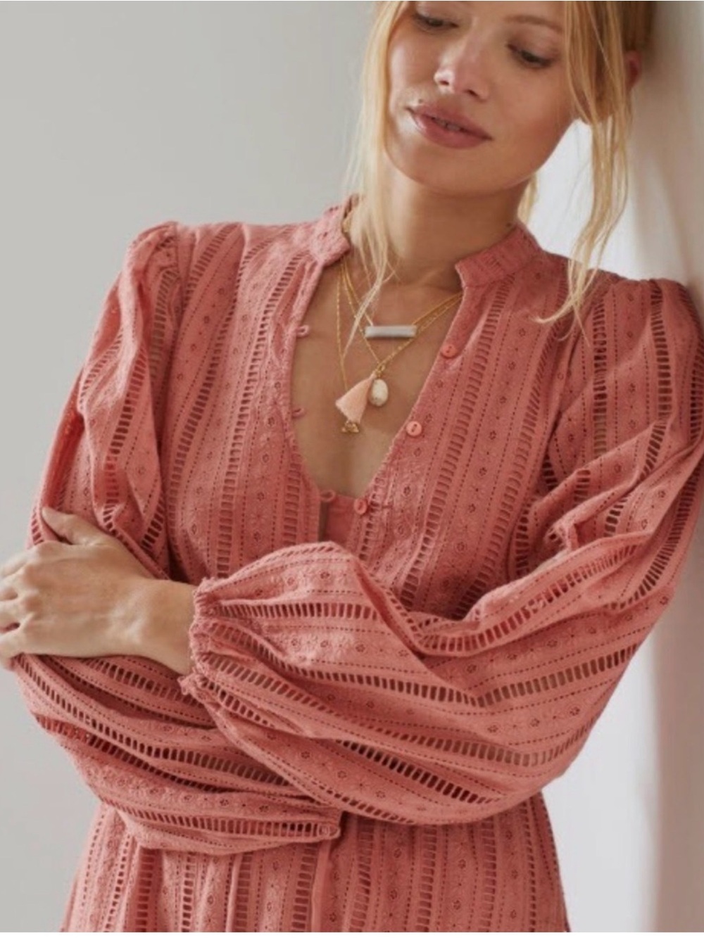 Anthro Forever that Girl Tie Waist Dress in dusty rose